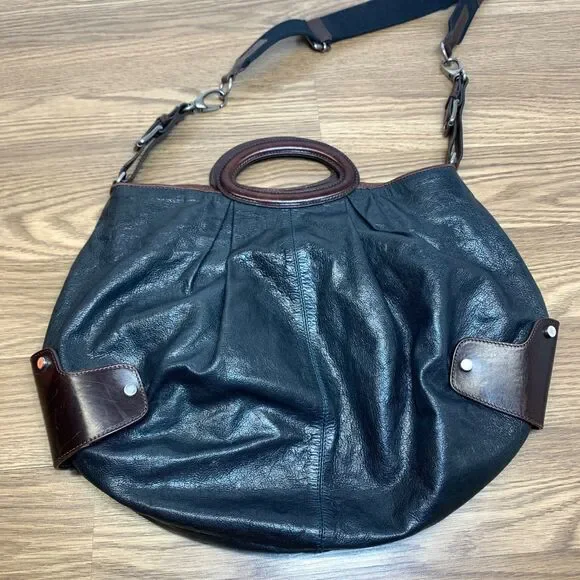 Marni Balloon Bag Black Leather Patent Large Crossbody Purse